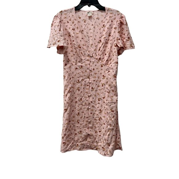 Billabong Dresses & Skirts - NWOT BILLABONG Size M Short And Sweet Mini Buttondown Floral Dress Pink MSRP $55